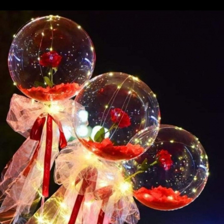 Bobo balloon with rose and light