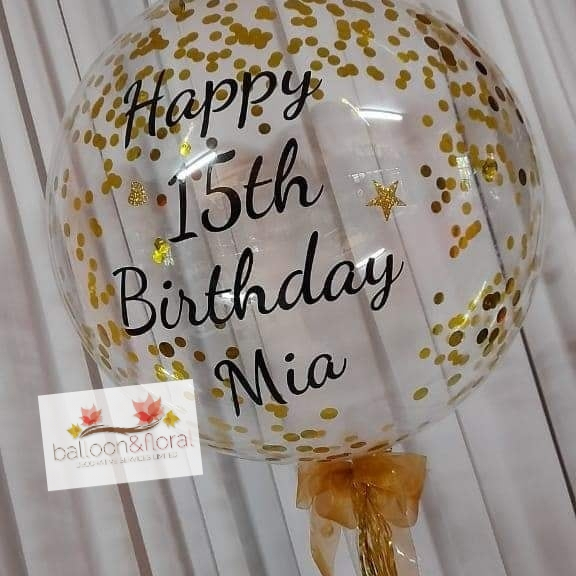 Clear bobo confetti helium balloon